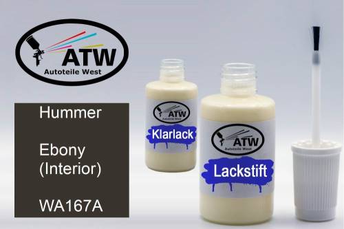 Hummer, Ebony (Interior), WA167A: 20ml Lackstift + 20ml Klarlack - Set, von ATW Autoteile West.